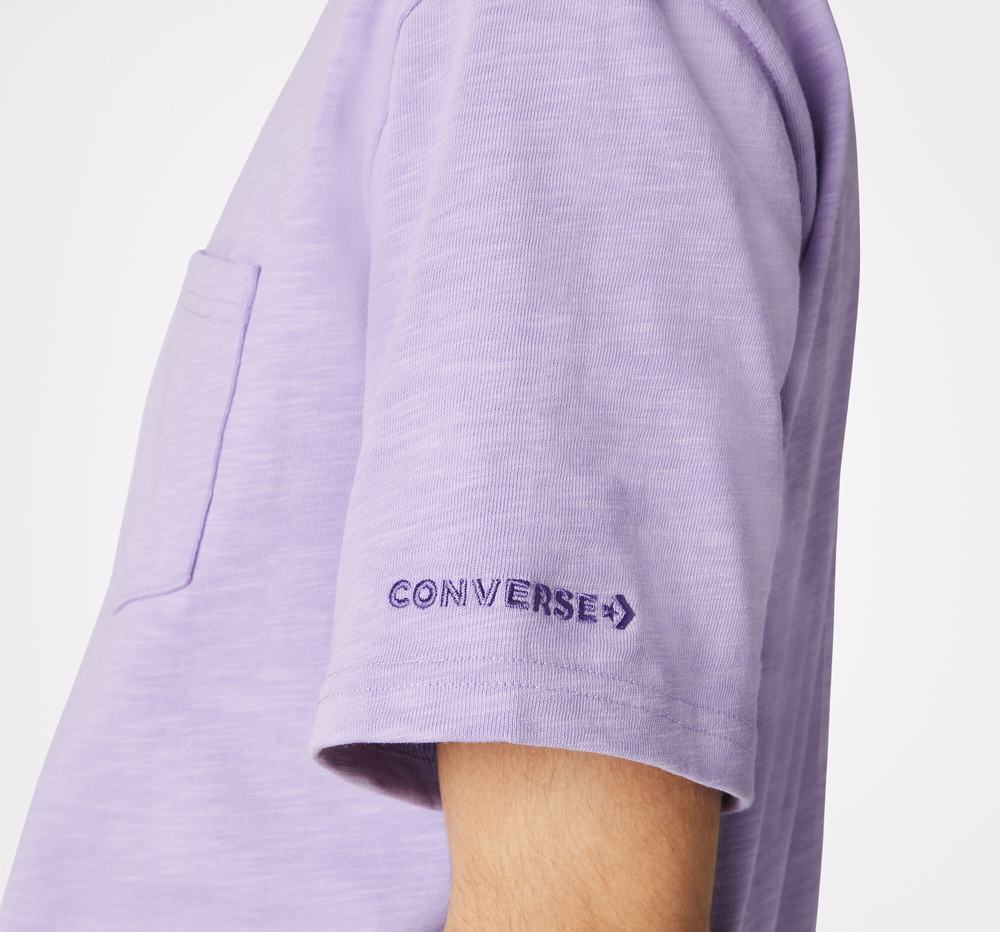 Camiseta Converse Core Wordmark Pocket Homem Azul Claro 046235VHF